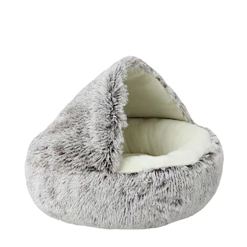 Cat-Bed-Round-Plush-Fluffy-Hooded-Cat-Bed-Cave-Cozy-for-Indoor-Cats-or-Small-Dog-6
