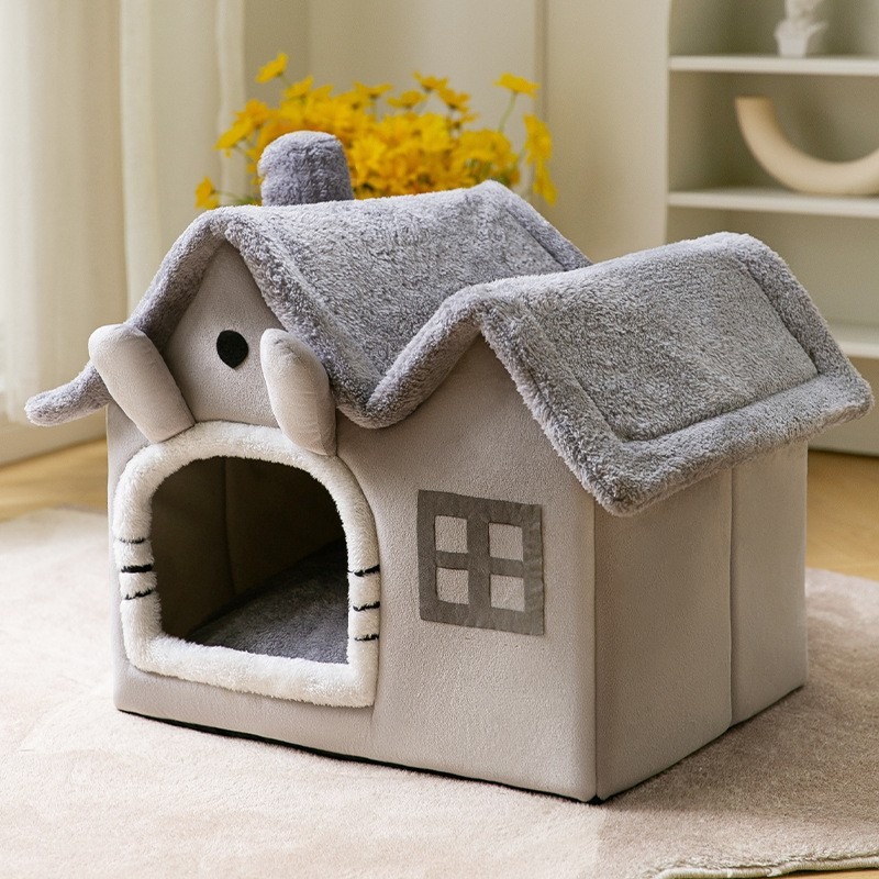 Cat-Bed-Sleep-House-Warm-Cave-Dog-Kennel-Removable-Cushion-Pad-Soft-Indoor-Enclosed-Tent-Huts-13