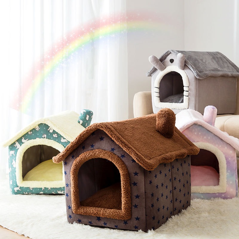 Cat-Bed-Sleep-House-Warm-Cave-Dog-Kennel-Removable-Cushion-Pad-Soft-Indoor-Enclosed-Tent-Huts-2